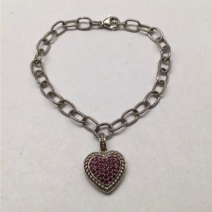 Sterling Silver Heart Cable Sapphire Bracelet